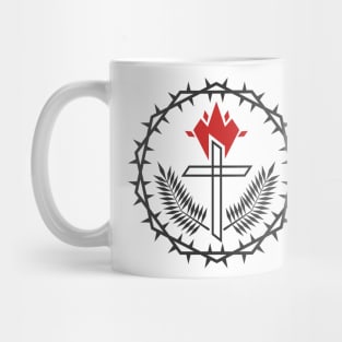 The cross of Jesus framed with a crown of thorns Mug